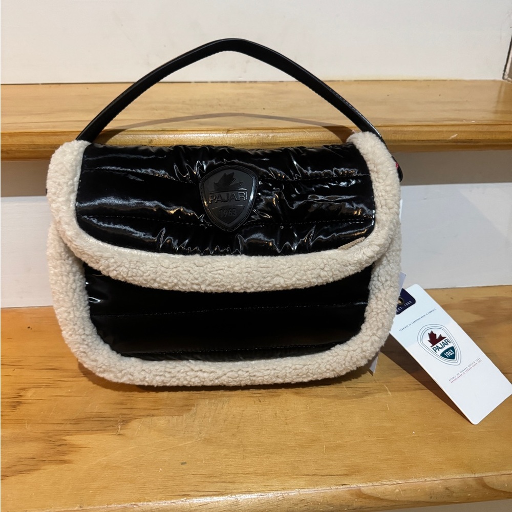 NWT Pajar Canada 🇨🇦 Shearling Puffy Quilted Black Crossbody Shoulder Bag